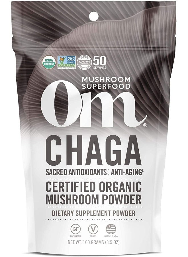 Om Mushroom Superfood OM CHAGA ORGANIC MUSHROOM POWDER 100G - Image 1